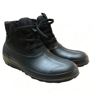 Bogs Mens 10 Casual Nubuck Leather Waterproof Lace Up Ankle Snow Boots Black NEW